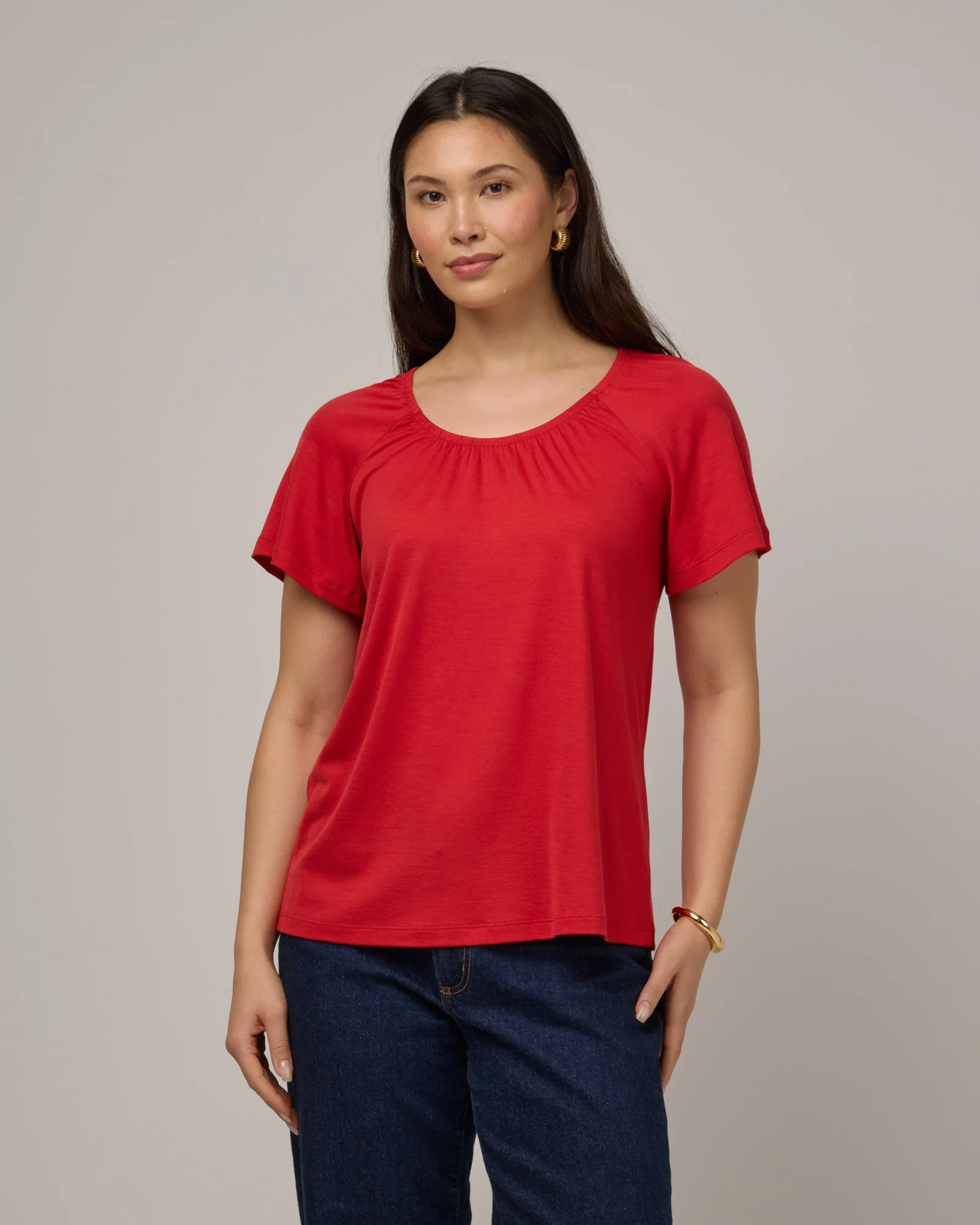 Lilah Signature Gathered Neck Tee - Image 3