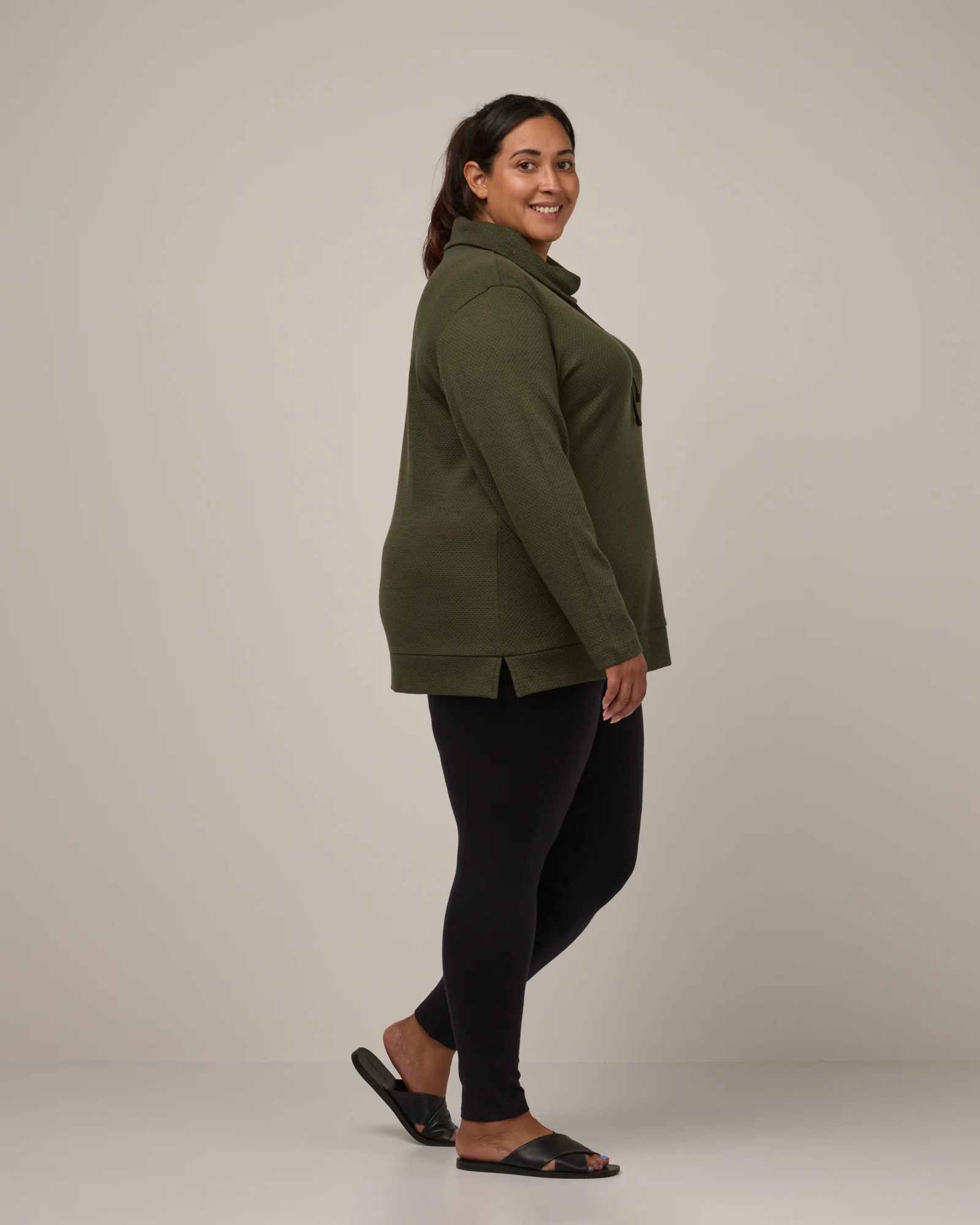 Tate Honeycomb Cowl Neck Top - Image 2
